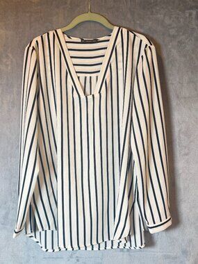 Adrianna Papell, Striped Blouse Womens, Medium ,Minimalist,  Career,Stretch Top